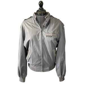 Vintage Members Only Jacket Size 40 Gray Rainbow Stripe Tag Iconic